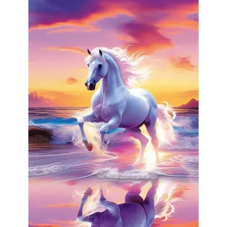 VAIIEYO DIY 5D Diamond Painting Pferd, Diamant Painting Bilder Malerei Kits Tier, Malen Nach Zahlen Diamant Home Wand Decor Gemälde Kreuzstich Diamond Dekoration 30x40 cm
