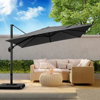 Schwebender Sonnenschirm - Sonnenschirme für Terrassen - Verstellbarer Sonnenschirm - Sonnenschirm aus Aluminium - 3 x 3 Meter - 360° schwenkbar