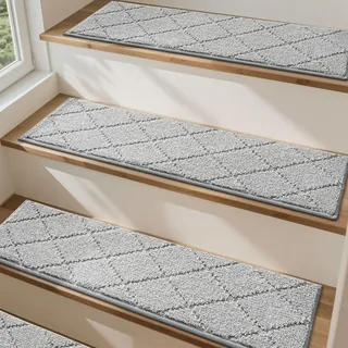COSY HOMEER 4 Stück Treppenstufen Matten, 70 x 22cm Anti Rutsch Stufenmatten Selbstklebend, Maschinenwaschbar, 100% Polyester, TPE-Rücken, Ideal für Kinder, Senioren und Haustiere, Grau
