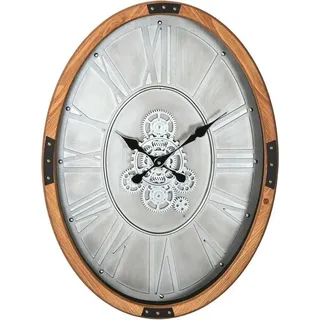 Wanduhr Home ESPRIT Silberfarben natürlich Metall Kristall Kiefernholz 50 x 8 x 68 cm