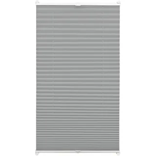 Gardinia Plissee zum Klemmen, Blickdichtes Faltrollo, Alle Montage-Teile inklusive, EASYFIX Plissee verspannt mit Zwei Bedienschienen, Schiefer, 50 x 130 cm (BxH)