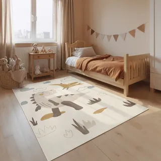 HANSE HOME Dino Kinderteppich 120 x 170 cm Beige/Weiß