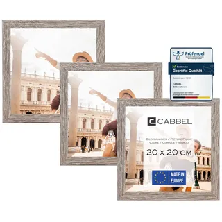 CABBEL Dreierpack (3 Stk.) Bilderrahmen 20x20 cm MDF Holz-Rahmen in Eiche Dunkel | mit bruchsicherem Plexi-Glas/Modern