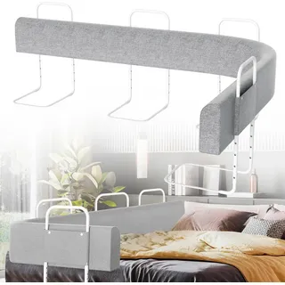 Jopassy 200cm Bettgitter Bettschutzgitter Kinderbettgitter für Kinder Höhenverstellbar 5-Loch Rausfallschutz Babybettgitter für Familienbett und Kinderbett Grau - Grau