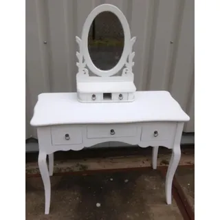 Casa Padrino Schminktisch Paris im Shabby Chic Landhaus Stil, Weiss Antik-Look, B 99 x T 45 x H 136 cm - Weiß