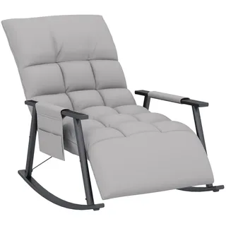 Homcom Schaukelstuhl Sessel Relaxsessel mit Fußstütze, Schaukelsessel mit Seitentasche , Grau , Kunststoff , 134x70x60 cm , Wohnzimmer, Sessel, Schaukelstühle