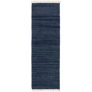 benuta Pop Teppich aus recyceltem Material Tom Dunkelblau 80x300 cm , Textil , Beton Optik , Rechteckig , 80x300 cm , Oeko-Tex® Standard 100 , für Fußbodenheizung geeignet , Teppiche und Böden, Teppiche, Webteppiche