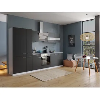 Küchenzeile Küchenblock Einbauküche weiß schwarz Respekta