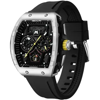 MEGALITH Herrenuhr Militär Sportlich Chronographen - Groß Armbanduhr Herren Schwarz Rubber Analog Wasserdicht Uhr Herren Lässig Quarz Designer Uhren fur Männer Datum Leuchtend Geschenke für Männer
