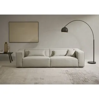 LeGer Home by Lena Gercke 3-Sitzer "PIARA, Couch mit Kedernaht, Sofa in Cord, Leinenoptik o. Strukturstoff", schwarze Füße, bequemer Sitzkomfort,