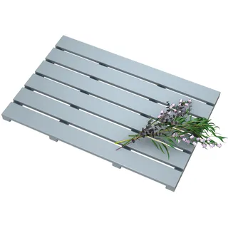 Bambus-Holz-Badematte für Luxus-Dusche – Rutschfester, wasserdichter Teppich für den Innen- und Außenbereich (grau)