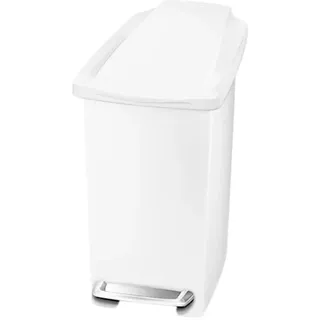 simplehuman CW1332 10 Liter, schmaler Treteimer, kleiner Mülleimer Bad Badezimmer Büro Schlafzimmer, weißer Kunststoff, 5 Jahre Garantie