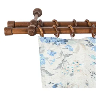 SN DECO GROUP Gardinenstange »Cafiro« 2 läufig-läufig Fixmaß 28 mm, Holz, verschiedene Längen und Farben, Komplettset, braun
