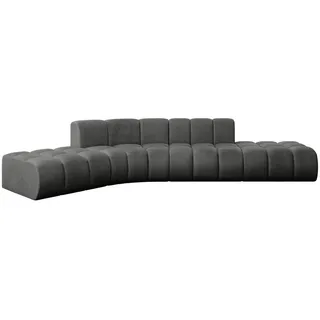 altdecor Eckcouch Samt 3-Sitzer Dunkelgrau