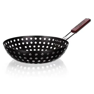 Grillpfanne, Grillwok, Grillrost 28x6,5 cm - Schwarz
