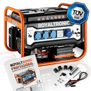 Royaltronic Generator Stromerzeuger RT9500E Elektro Start Benzin Stromaggregat Stromgenerator mit Schlüssel inkl. Batterie Euro5