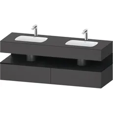 Duravit Qatego Einbauwaschtisch mit Konsolenwaschtischunterbau, 1600x550x600mm, Nische Eiche Schwarz, Doppelwaschtisch, QA4797016, Farbe: Graphit matt