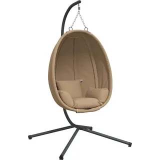 vidaXL Hängesessel Ei-Design mit Ständer Taupe Rattan und Stahl - Taupe