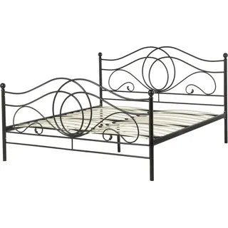 BELIANI Metallbett Schwarz 140 x 200 cm Metall Solides Gestell Integrierter Lattenrost Verzierungen Romantisch Klassisch - Schwarz