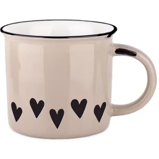 Grafik-Werkstatt Vintage-Becher aus Keramik im Emaille-Look, Herzen, 400 ml | Mit tiefgeprägtem Schriftzug und Geschenkbox - 39 Designs, spülmaschinen- und mikrowellengeeignet