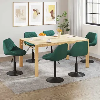vidaXL Esszimmerstühle 6 Stk. Drehbar Dunkelgrün Samt - Grün