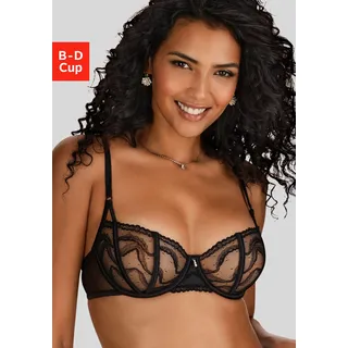 Bügel-BH LASCANA, Damen, Gr. 70, Cup C, schwarz, Spitze, Obermaterial: 56% Polyester, 32% Polyamid, 12% Elasthan, BHs Bügel-BH, aus hauchzarter Spitze, transparente Unterwäsche, Reizwäsche