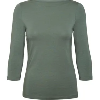 VERO MODA Damen Stretch T-Shirt 3/4 Arm Basic U-Boot-Ausschnitt Top Oberteil Regular Fit Langarm VMPANDA