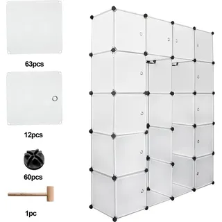 Jopassy Kleiderschrank Kinderschrank Regal Stabil DIY Steckregal Garderobe Kreativität - Weiß