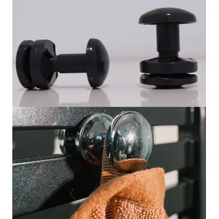 anapont Handtuchhalter Handtuchknopf - weiß - chrom - schwarz - Handtuchhaken Bademantelhalter für Heizkörper Badheizkörper 2er Set (schwarz, Typ 1)