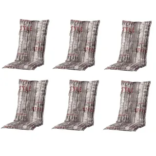 Madison 6x C067 Hochlehner Gartenstuhl Auflagen 8cm grau gestreift