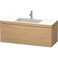 Duravit L-Cube Möbelwaschtisch c-bonded mit Unterbau wandhängend, 120x48 cm, 1 Auszug, ohne Überlauf, 1 Hahnloch, Farbe: Europäische Eiche Dekor