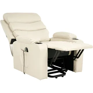 Beliani Fernsehsessel Kunstleder 79 x 105 x 91 cm Beige elektrisch verstellbar mit Armlehnen Relaxfunktion