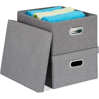 Relaxdays Aufbewahrungsbox 34,5 x 42,0 x 20,5 cm 2-tlg. grau