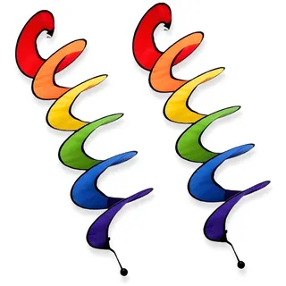 EVBOTGEE 2 Stück Buntes Windspiel Spirale UV-beständig Wetterfest Wind Spinner Regenbogen Windspirale für Garten Balkon Camping Outdoor Dekoration