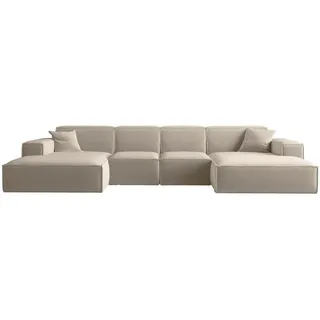 Fun Möbel Wohnlandschaft U-Form CELES PREMIUM XS in Stoff Opera Velvet Beige