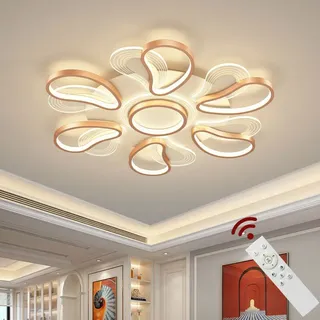Eurotondisplay.com LED Deckenlampe 2139-6MS 82cm rosagold lackierte Metallrahmen Fernbedienung Lichtfarbe/Helligkeit einstellbar dimmbar Wohnzimmerleuchte Deckenlampe - Gold