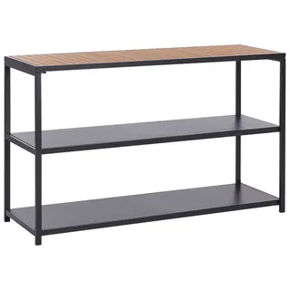 BELIANI Outdoor-Kücheninsel Schwarz Stahl u. Kunstholz 150 x 50 x 90 cm Modern für Garten Draußen Außenbereich Ausstattung Outdoor-Küchenmöbel - Schwarz, Braun