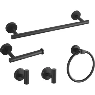 INF Edelstahl Bad Accessoires Set, 5-teilig, Bohren erforderlich Schwarz - Schwarz