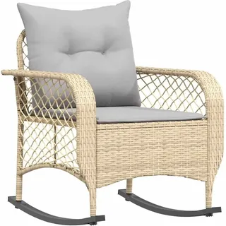 vidaXL Garten-Schaukelstuhl mit Kissen Beige Poly Rattan - Beige