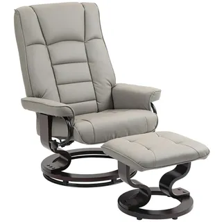 Homcom Relaxsessel mit Hocker, Drehbar Fernsehsessel mit Liegefunktion Kunstleder,