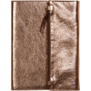 Clairefontaine 410132C Hülle und Halter Cuirisé für Notizbuch A5, mit Notizbuch A5, 60 Blatt liniert, 1 Stück, Kupfer