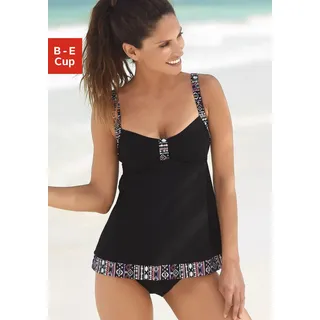 Tankini LASCANA, Damen, Gr. 50, Cup D, bunt (schwarz, bunt), Polyamid, Bikini-Sets Tankini, mit leichter A-Form