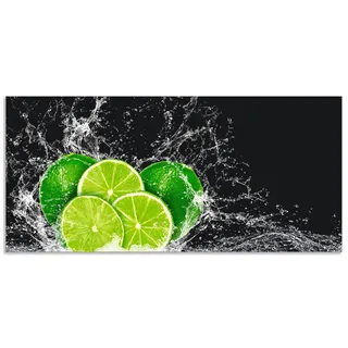 Artland Küchenrückwand »Limone mit Spritzwasser«, (1 tlg.), Alu Spritzschutz mit Klebeband, einfache Montage, grün