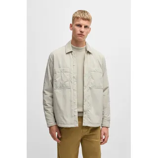 Langarmhemd BOSS ORANGE, Herren, Gr. XL, N-Gr, beige (light beige271), Web, Obermaterial: 100% Polyamid, unifarben, oversize hüftlang, 1-Knopf-Manschette mit Schlitz, Hemden Langarmhemd, mit großen Brusttaschen