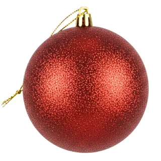 25 cm große, dunkelrote Weihnachtskugel, PVC, bruchsicher, glitzernd, Weihnachtsdekoration, Festliche Weihnachtsbaum-Hängedekoration, rundes Ornament für Ferienwohnung