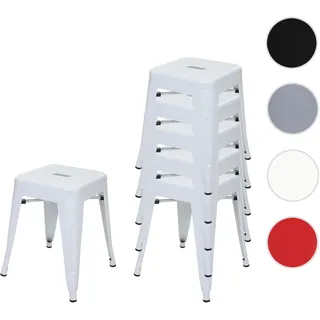 6er-Set Hocker HWC-A73, Metallhocker Sitzhocker, Metall Industriedesign stapelbar ~ weiß