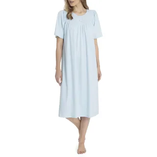 CALIDA Soft Cotton Kurzarm-Nachthemd, Länge 110cm Damen, aus 100% Baumwolle, mit sanft glänzender Satin-Paspelierung