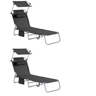 SoBuy OGS48-SCHx2 Sonnenliege 195 x 63 x 0 cm Schwarz