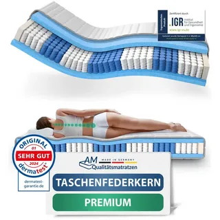 AM Qualitätsmatratzen Premium 7-Zonen Taschenfederkernmatratze 70 x 200 cm H3