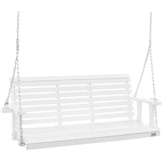 Vevor Hollywoodschaukel Zedernholz, 1702x710x600mm, Terrassenschaukel für Hof und Garten, verbesserte Tragkraft von ca. 400 kg, robuste Schaukelstuhlbank mit Aufhängeketten für den Außenbereich, weiß